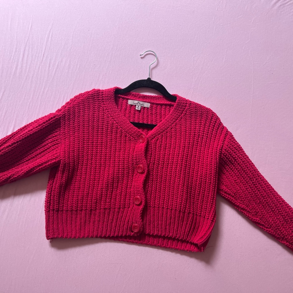Red cropped sweater